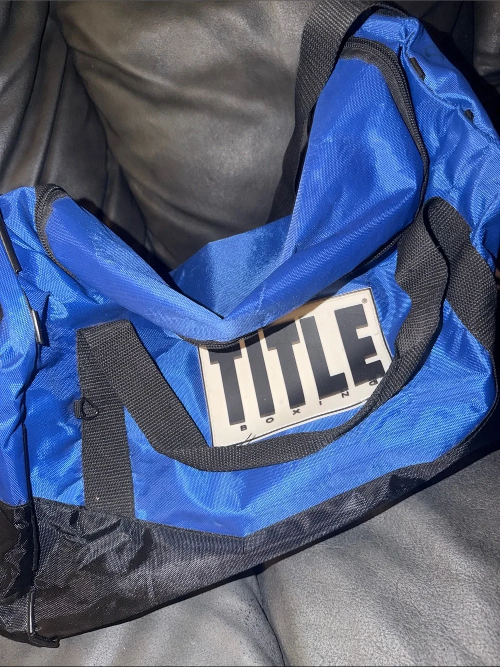 Title boxing fitness workout adult Blue and Black Men's Duffel Bag